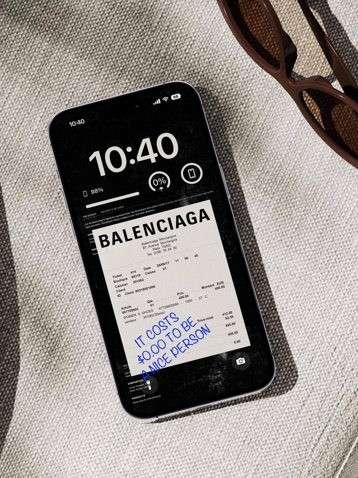 Original 4K HD Wallpaper Background aesthetic ideas - Balenciaga Shopping Receipt
