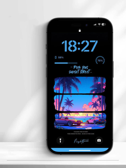 Original 4K HD Wallpaper - Blue Sunset Street for iPhone and Android