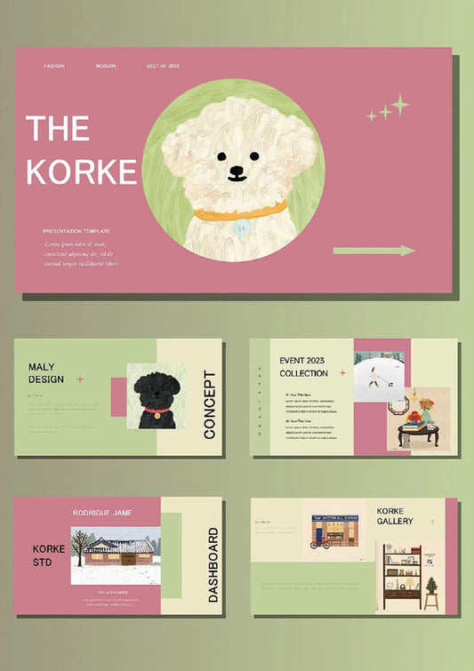 PPT Template Background Design - Minimalist Cute Illustration Art