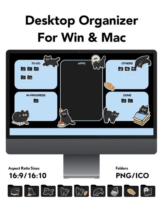 2024 Desktop Organizer Aesthetic Backgrounds HD - Cute Kitty for Win & Mac