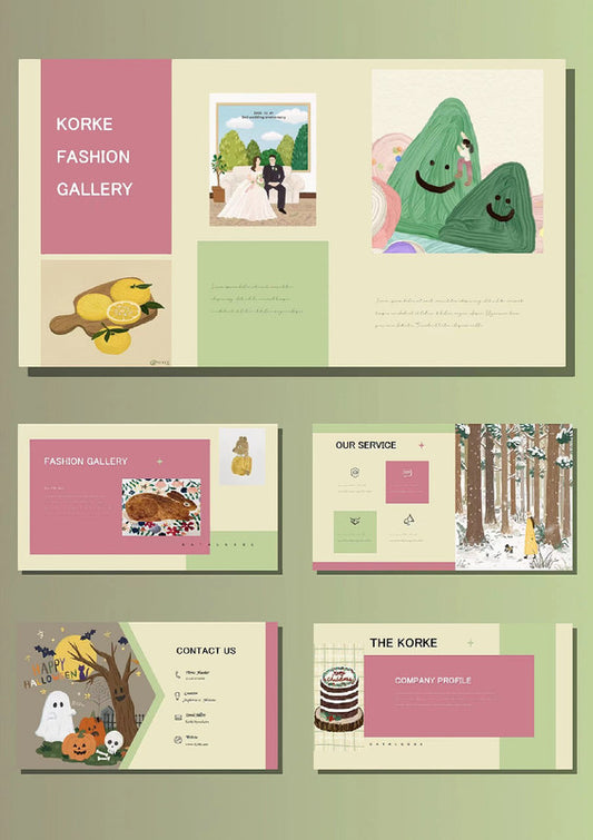 PPT Template Background Design - THE KORKE (21 pages)