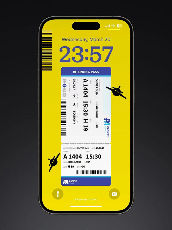 4K HD Wallpaper Background- An airplane ticket for iPhone and Android