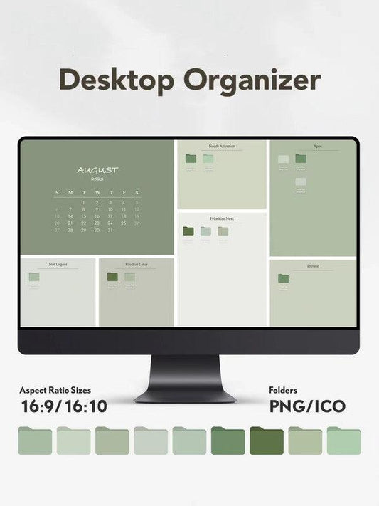 2024 Desktop Organizer Backgrounds HD - Green Refreshment for Win & Mac