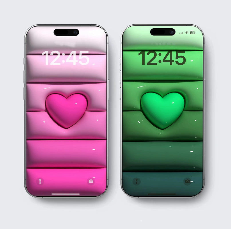 Origianl 4K HD Wallpaper - Colorful heart for iPhone and Android (2 pieces)