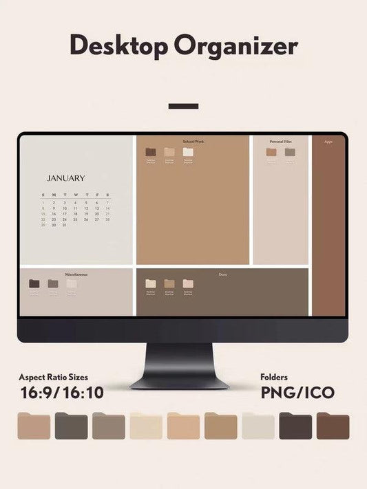 Desktop Organizer Aesthetic Backgrounds HD - Brown serenity for Win & Mac