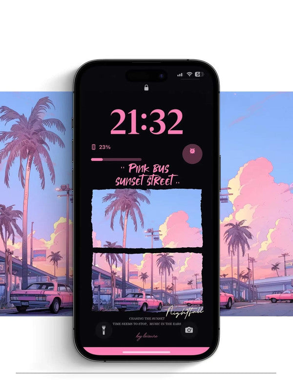 Original 4K HD Wallpaper - Pink Sunset Street for iPhone and Android
