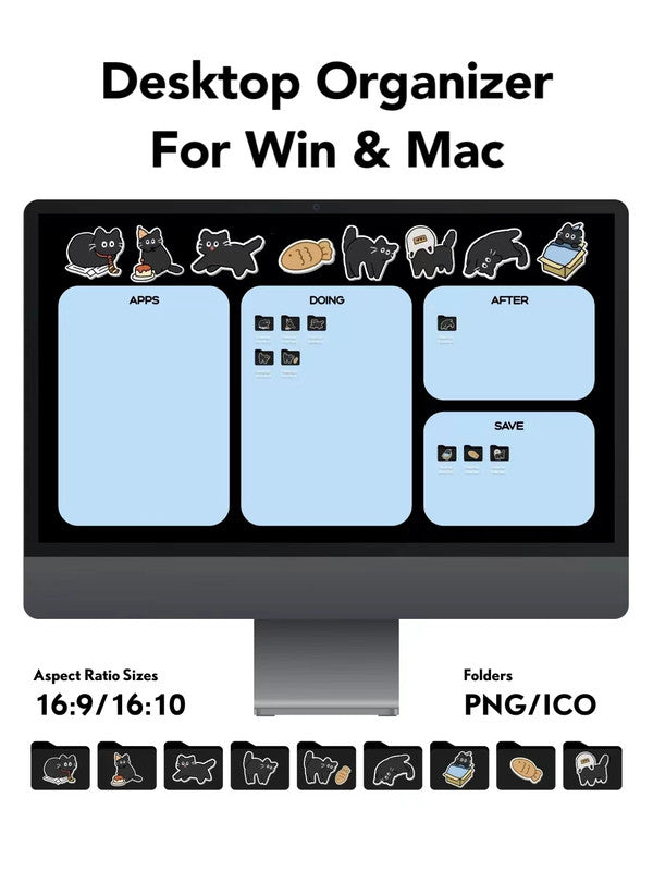 2024 Desktop Organizer Aesthetic Backgrounds HD - Cute Kitty for Win & Mac