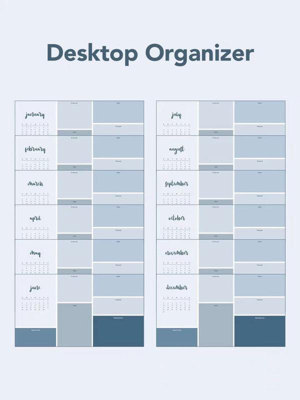 2024 Desktop Organizer Backgrounds HD - Clean Blue for Win & Mac