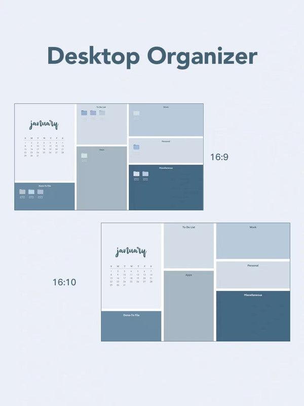 2024 Desktop Organizer Backgrounds HD - Clean Blue for Win & Mac
